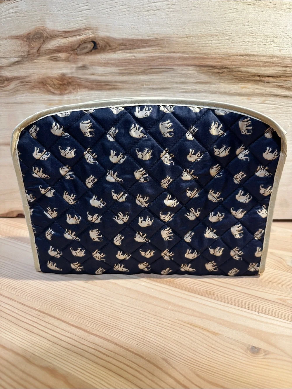 Jim Thompson Elephants Navy Cosmetic Bag w/ Mirror